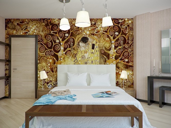 现代时尚的卧室背景墙设计